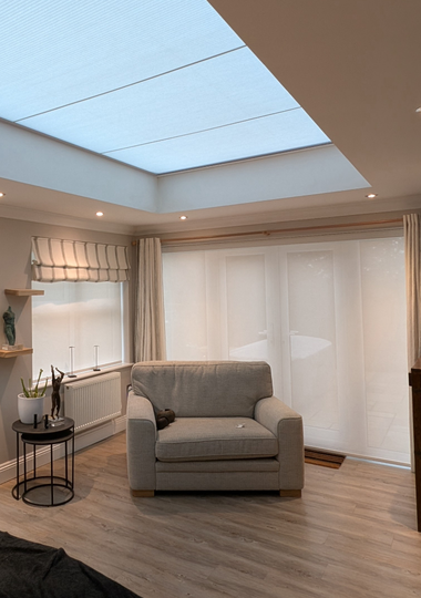 Grey Roof Blind in contemporary living room